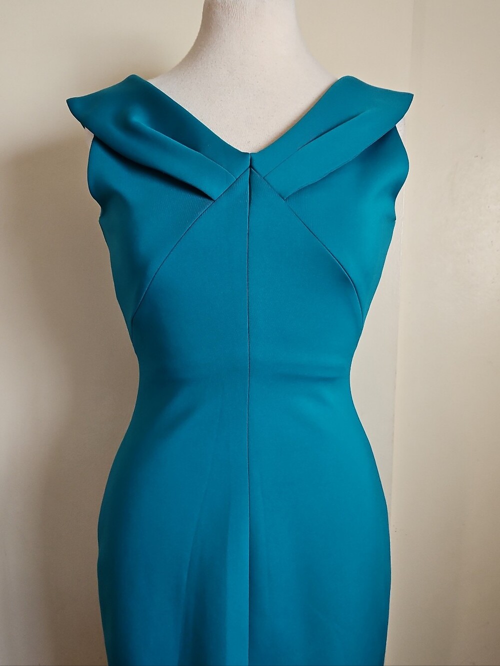 Calvin Klein Teal Sheath Sleeveless Dress With V-Neck Full Zipper Size 4 - Picture 5 of 16